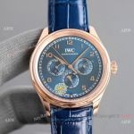 Swiss AAA IWC Portugieser Perpetual Calendar Replica Watch Rose Gold Blue Dial_th.jpg